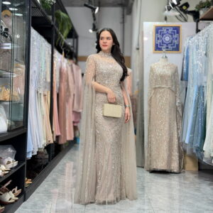 ชุดราตรีสีครีม อก 36/ เอว 28/ สะโพก 38